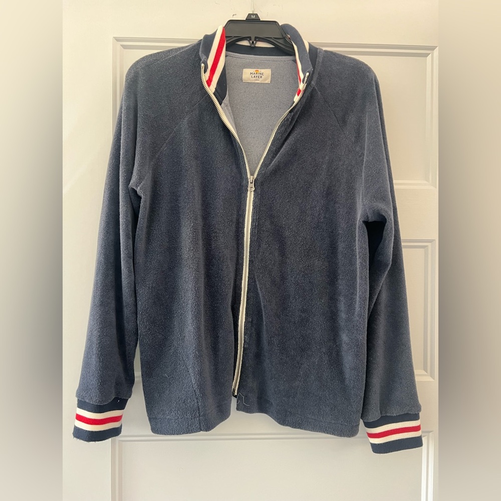 Marine Layer retro sporty French terry track jacket